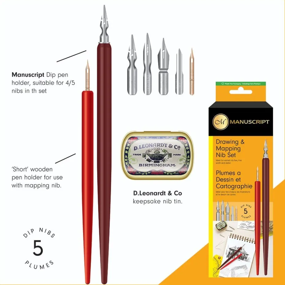 Manuscript Pen & nib sett Drawing /Mapping