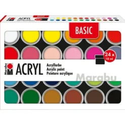 Marabu Acrylic Akrylmaling – Sett 24x12ml – Basic farger