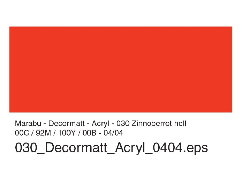 Marabu Decormatt Hobbymaling 50ml – 030 Lys vermillionrød