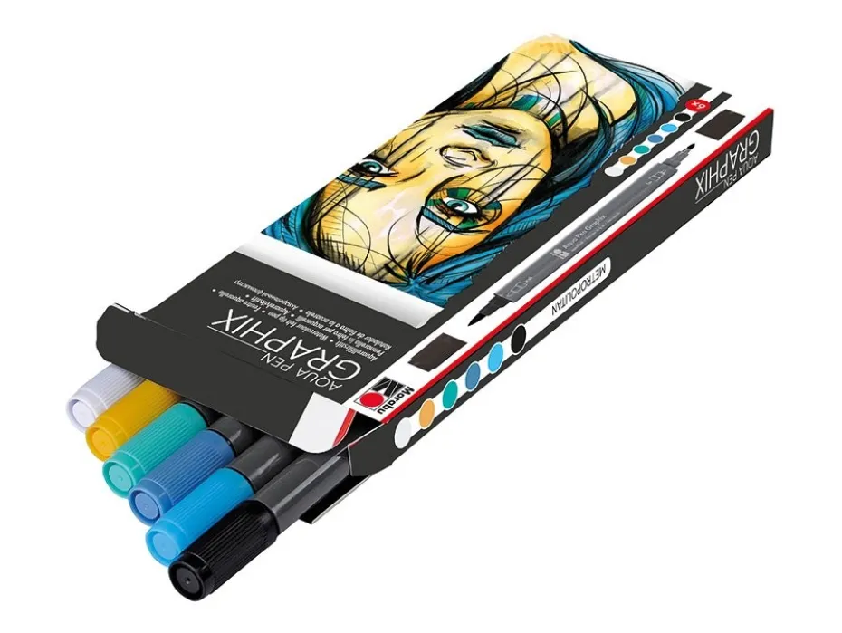 Marabu Graphix Aqua Pen – Metropolitan – 6stk