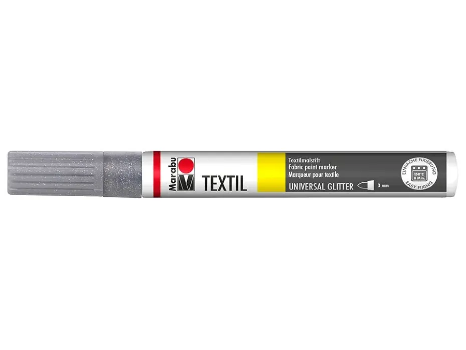 Marabu Textil Glitter Tekstiltusj – 582 Sølv