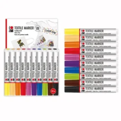 Marabu Textil Marker Tekstiltusj 3mm Sett – 10 farger