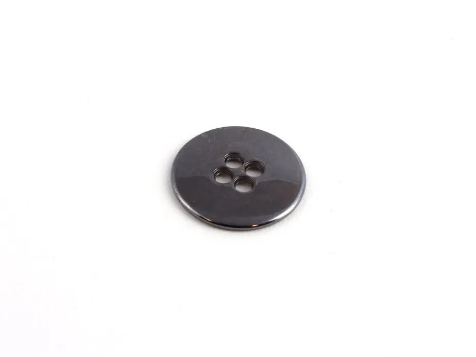 Metallknapp – Rund – 4-hull 20mm – Mørk Grå