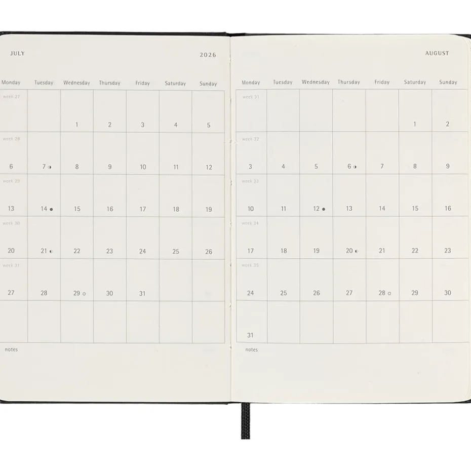 Moleskine Planner 2026 12m Hard P Uke Notat – Black