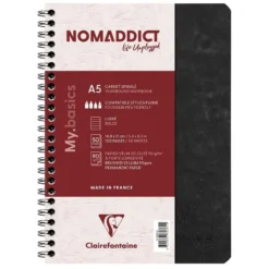 Nomaddict Notatbok Spiral A5 linjer – Sort