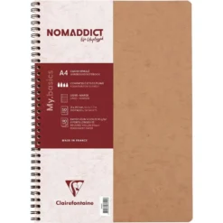 Nomaddict Notatbok Spiral A4 linjer m/marg – Brun