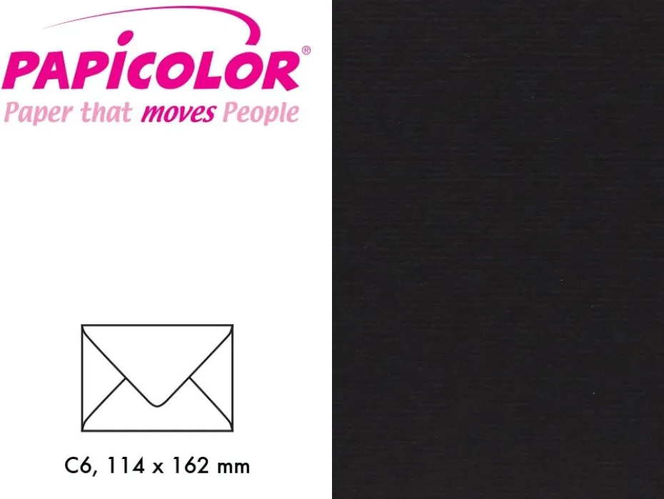 Papicolor Konvolutt C6 – 901 Sort – 6stk