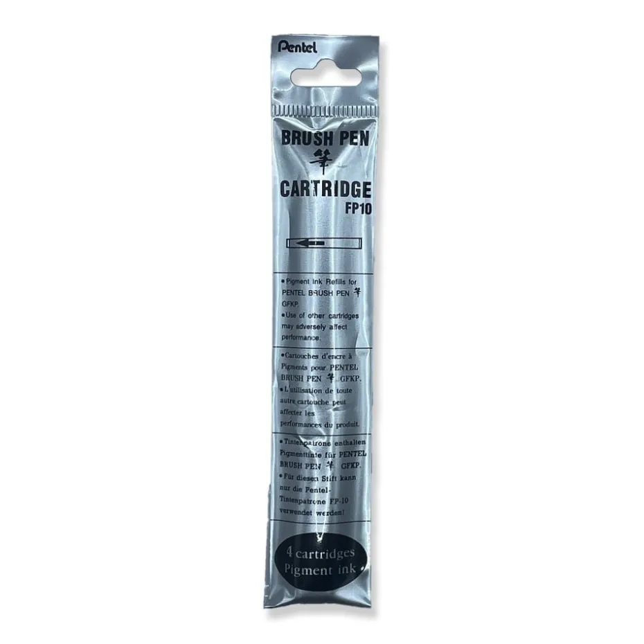 Pentel Pocket Brush Pen Refill – Sort 4stk