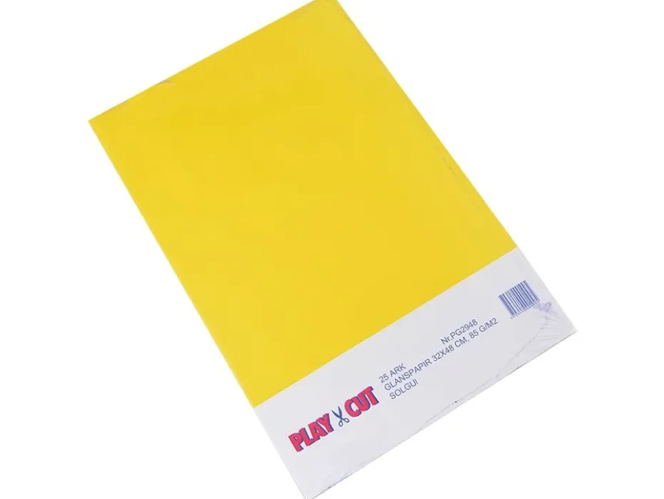 Playcut Glanspapir 32x48cm – Gul – 25ark