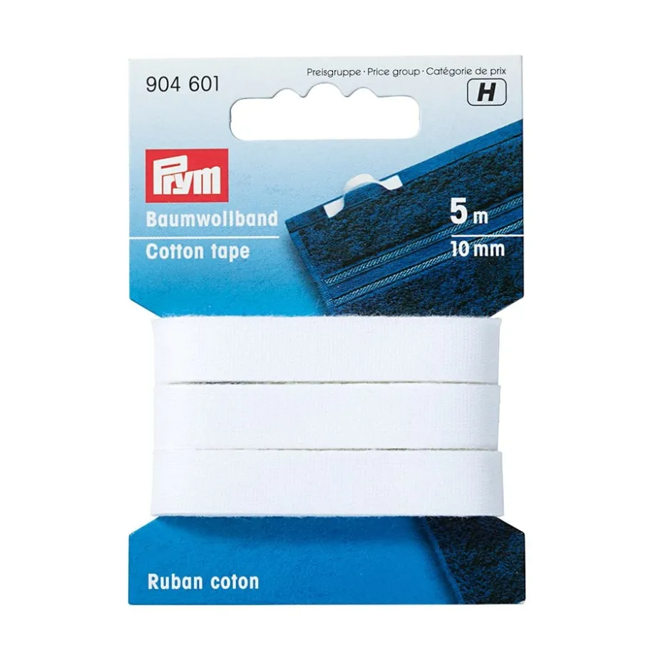 Prym Bomullsbånd 10mm 5m – Hvit