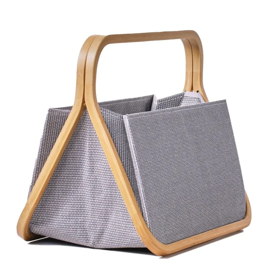 Prym Canvas & Bamboo Oppbevaringskurv – Antrasitt