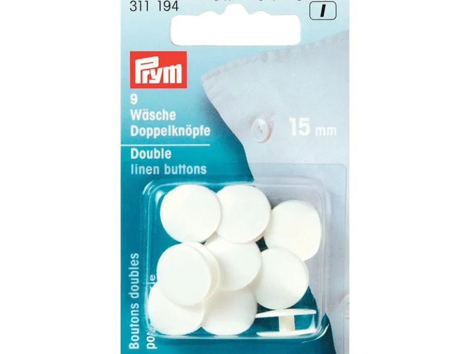 Prym Doble knapper 15mm 9stk – Hvit