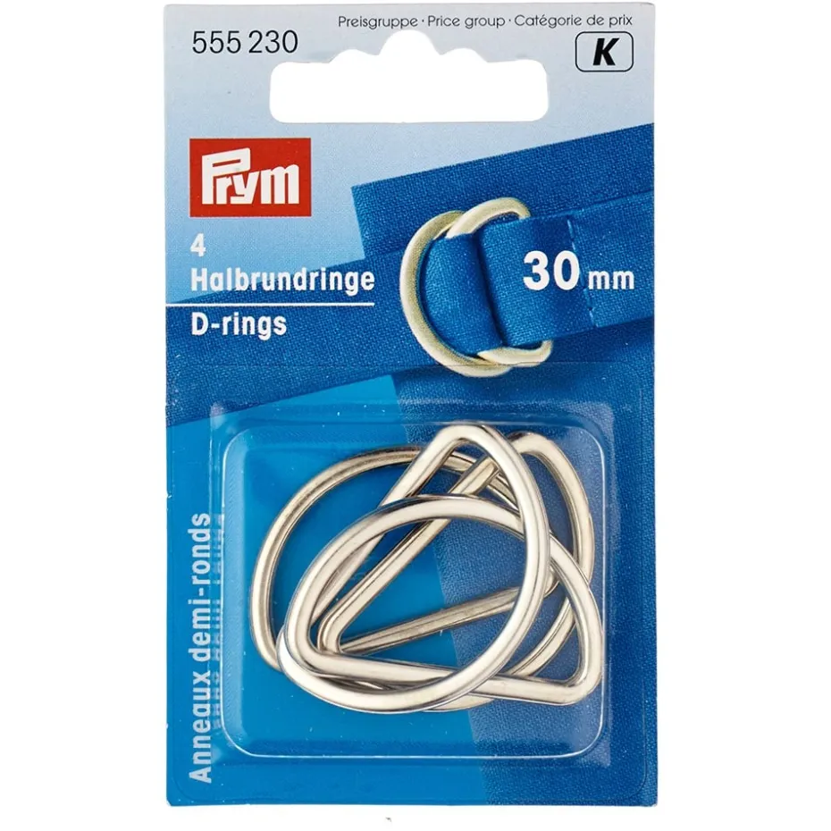 Prym D-ring 30mm 4stk – Sølv