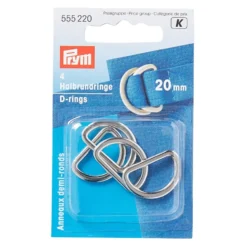 Prym D-ring 20mm 4stk – Sølv