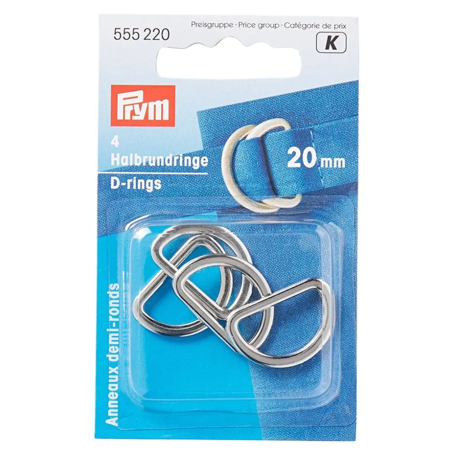 Prym D-ring 20mm 4stk – Sølv