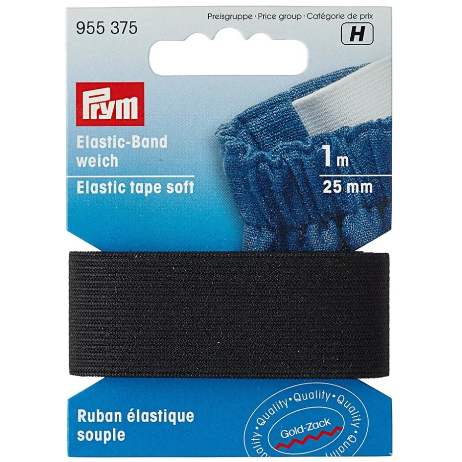 Prym Elastisk strikk – Soft – 1m 25mm – Sort
