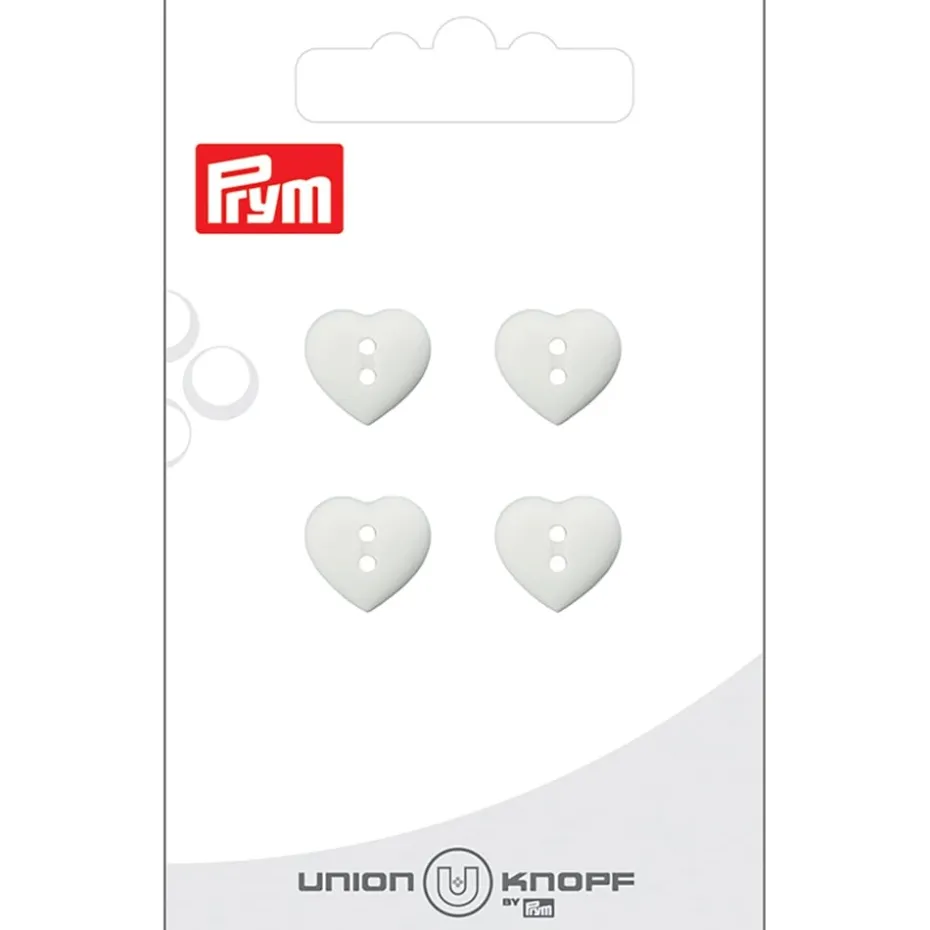 Prym Knapper 43058 – 2-hull 12mm HJERTE 12 Hvit – 4stk