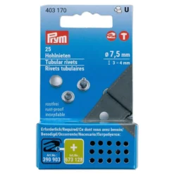 Prym Nagler rørformet 7,5mm – 25stk – Messing / Sølv