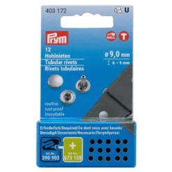 Prym Nagler rørformet 9mm – 12stk – Messing / Sølv