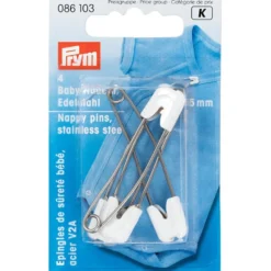 Prym Sikkerhetsnåler Baby 55mm 4stk – Hvit