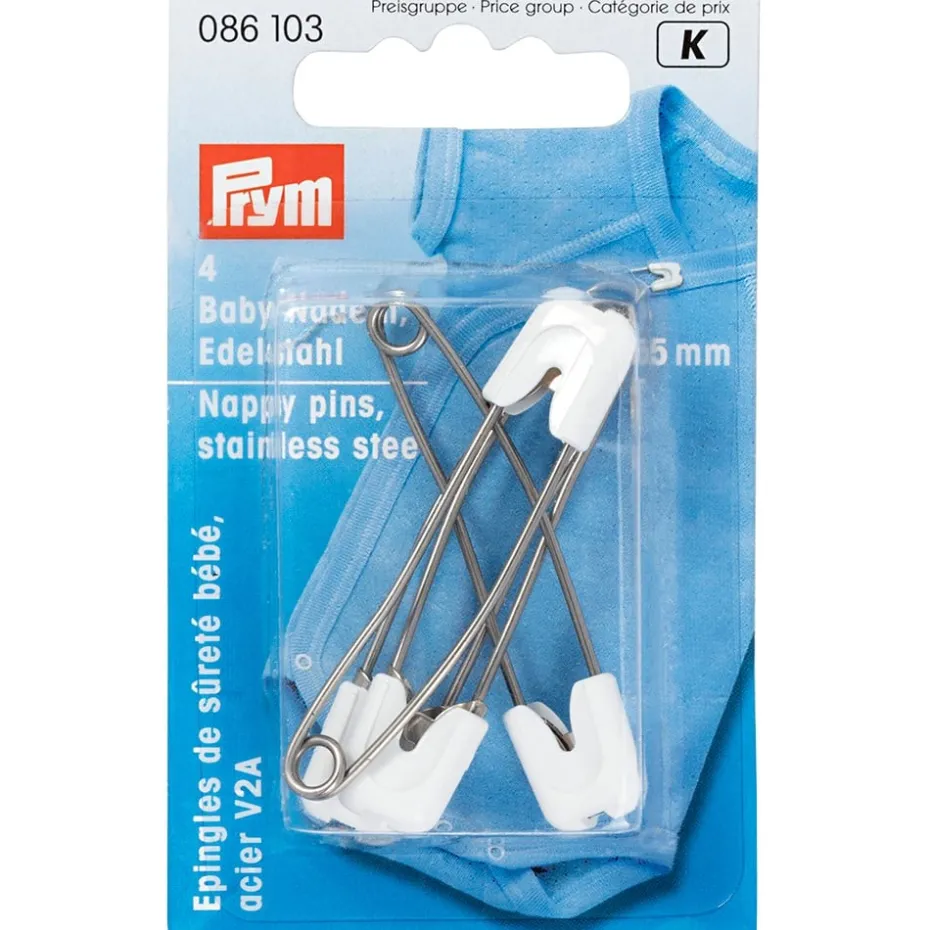 Prym Sikkerhetsnåler Baby 55mm 4stk – Hvit