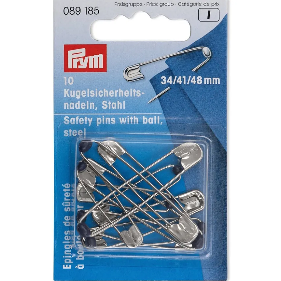 Prym Sikkerhetsnåler 34/41/48mm – Sølv – 10stk