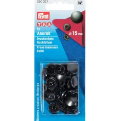 Prym Trykknapper Anorak 15mm – 10stk – Sort