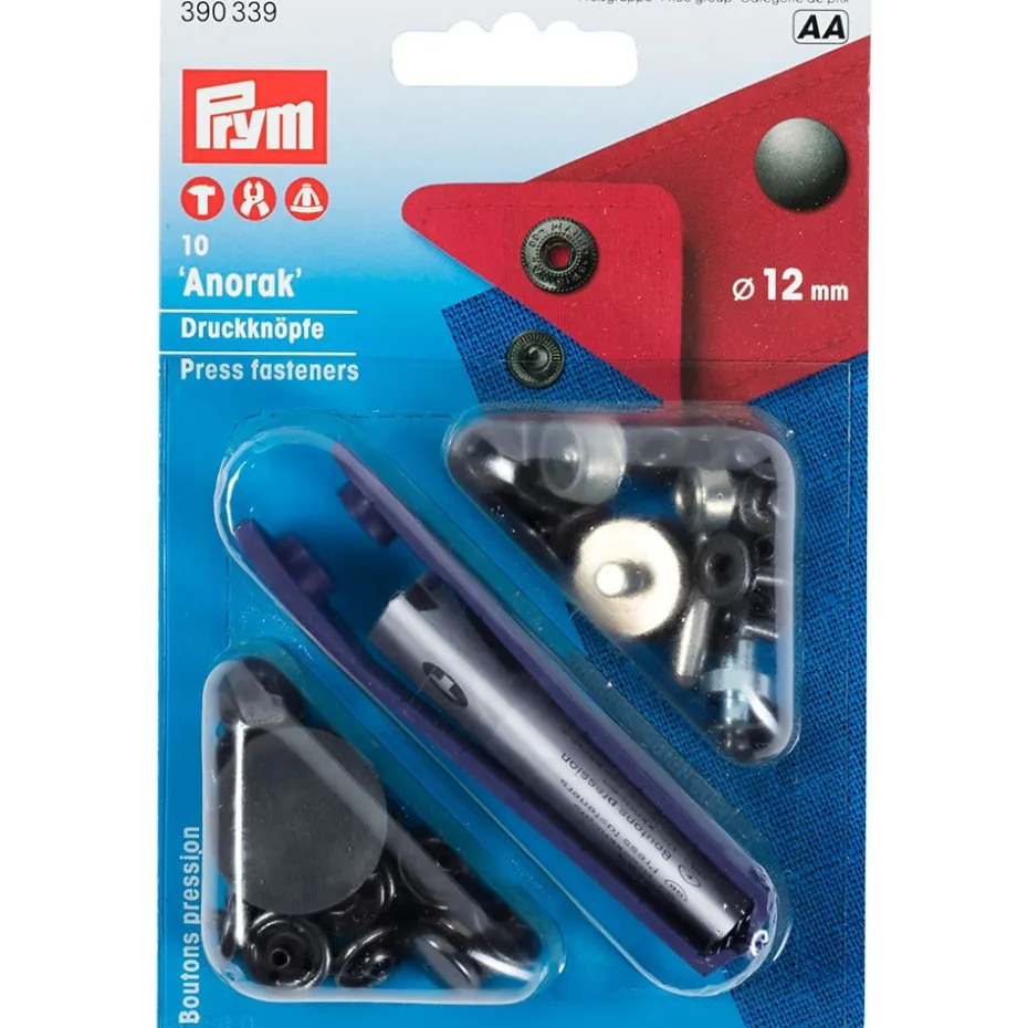 Prym Trykknapper Anorak 12mm – 10stk – Sort