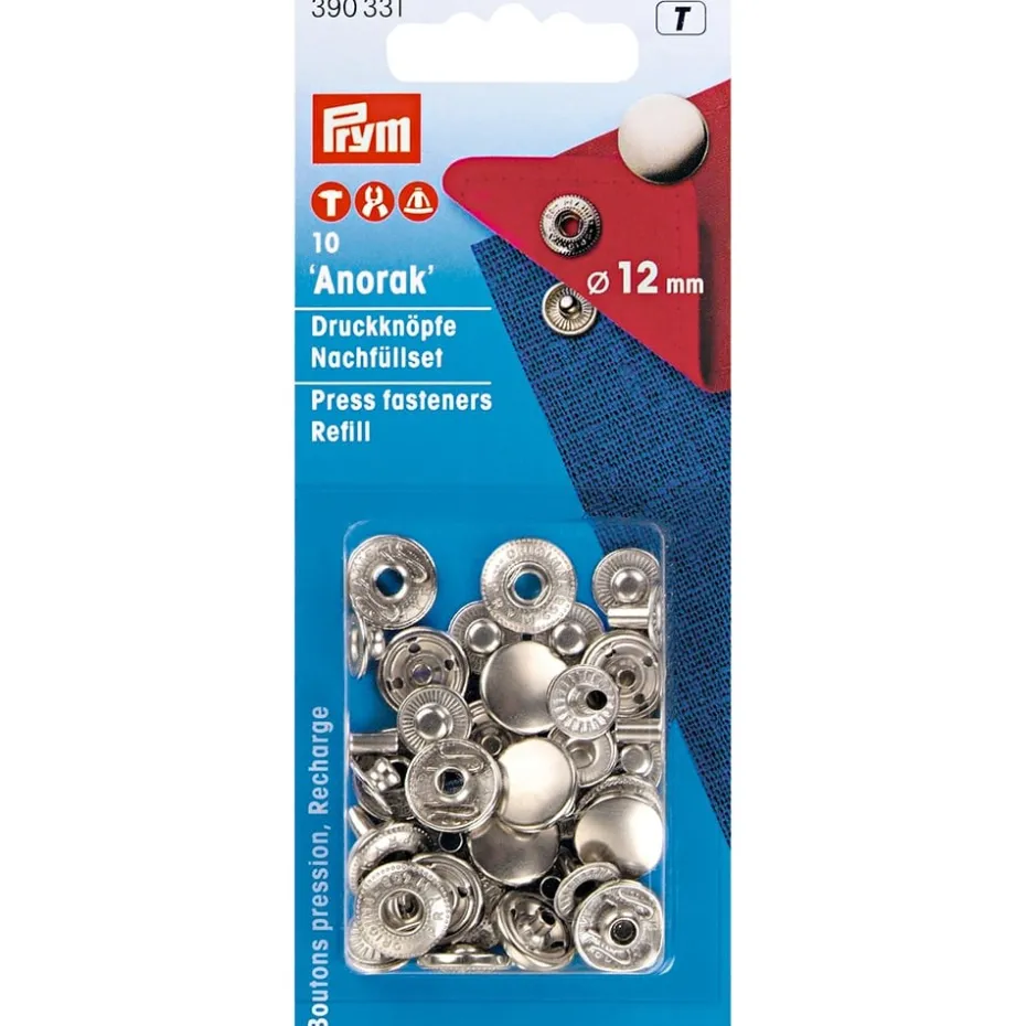 Prym Trykknapper Anorak 12mm – 10stk – Sølv