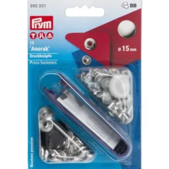 Prym Trykknapper Anorak 15mm – 10stk – Sølv