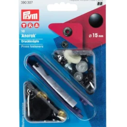 Prym Trykknapper Anorak 15mm – 10stk – Sort