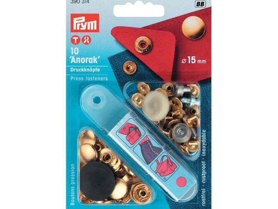 Prym Trykknapper Anorak 15mm – 10stk – Gull
