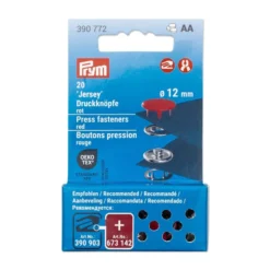Prym Trykknapper Jersey 12mm – 20stk – Rød