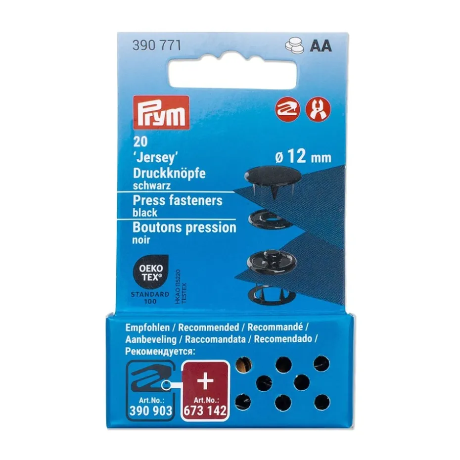Prym Trykknapper Jersey 12mm – 20stk – Sort