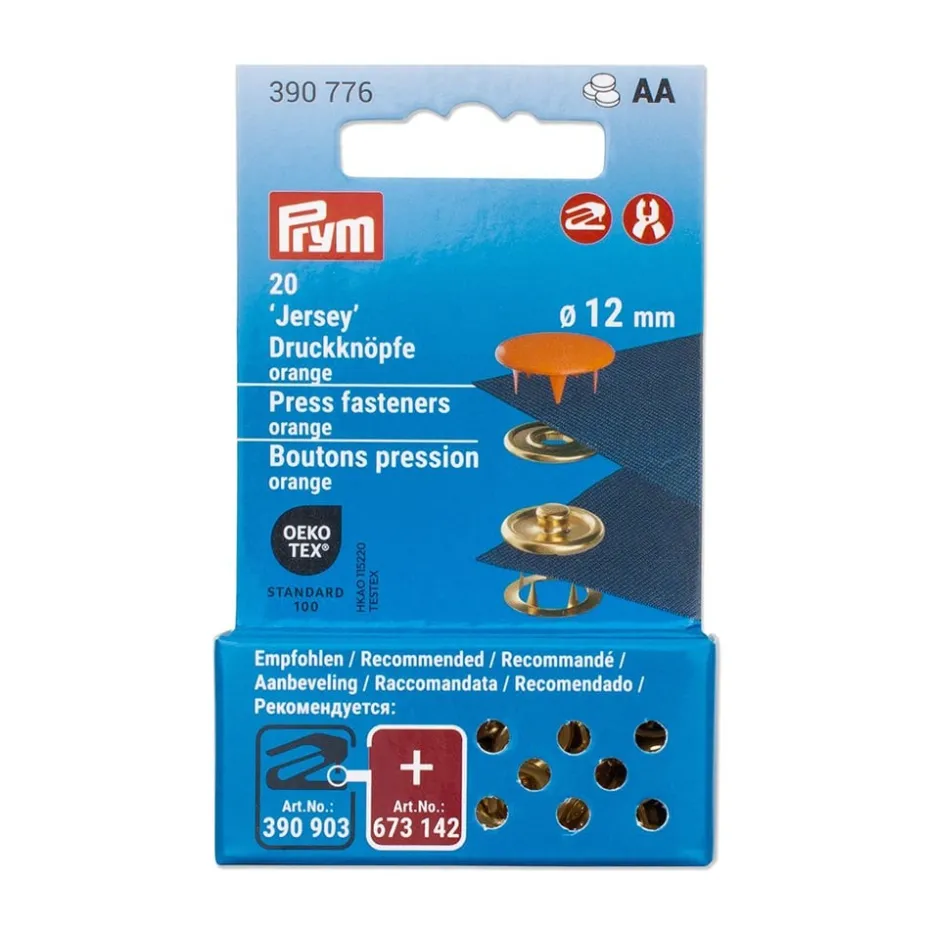 Prym Trykknapper Jersey 12mm – 20stk – Oransje