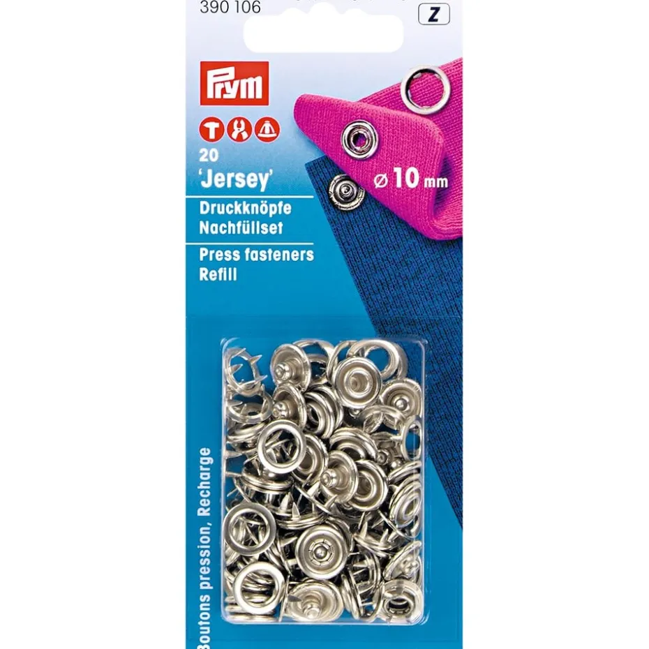 Prym Trykknapper Jersey 10mm – 20stk – Sølv