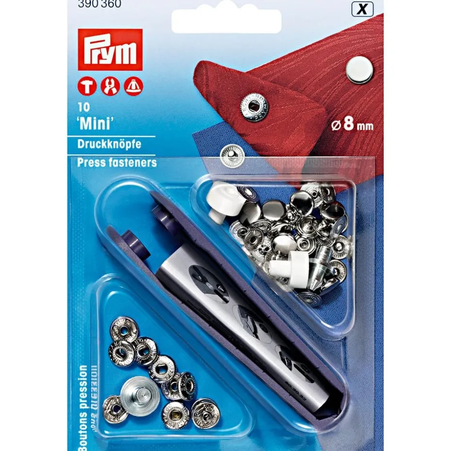 Prym Trykknapper Mini 8mm – 10stk – Sølv