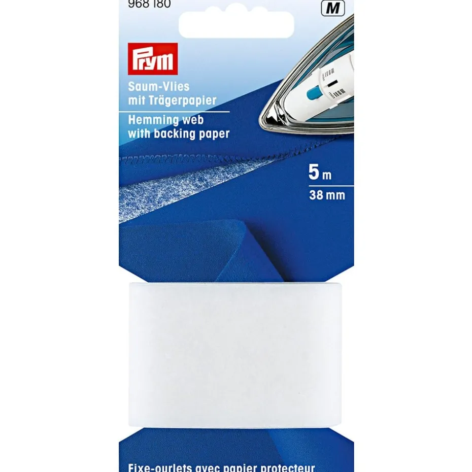 Prym Vlieselin Sømfix Oppleggingsbånd 38mm 5m – Hvit