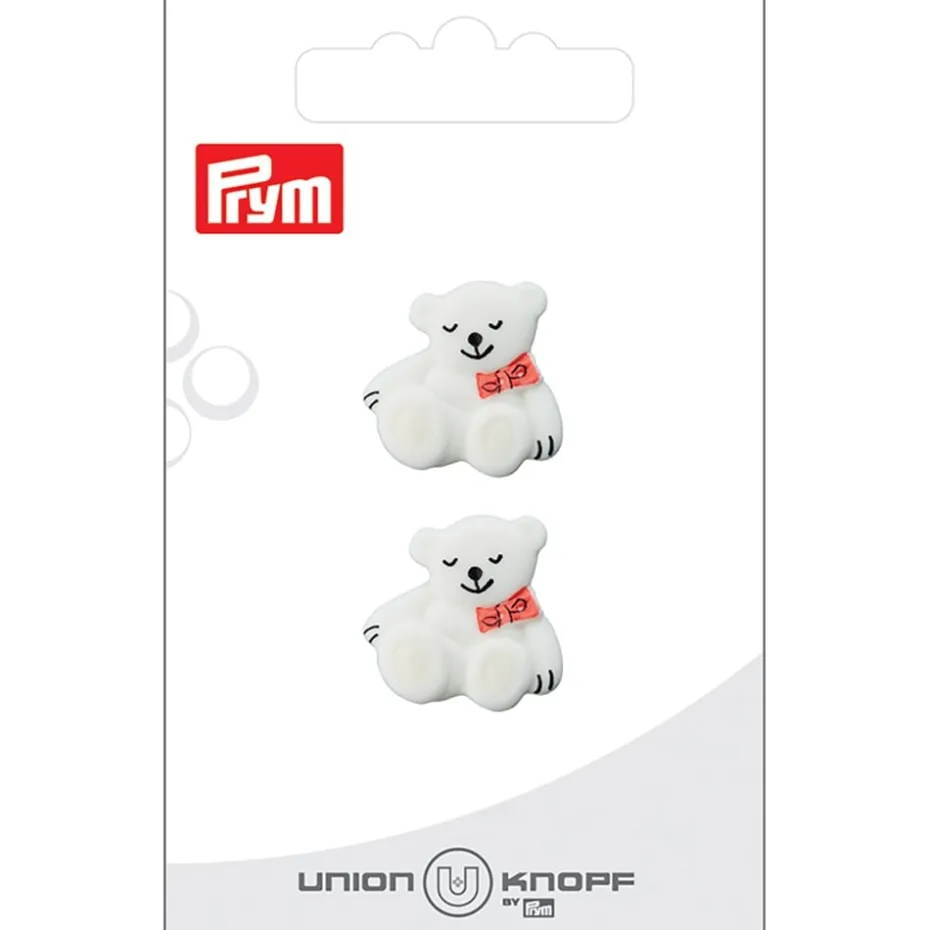 Prym Øyeknapper 46352 – 19mm BAMSE 12 Hvit – 2stk