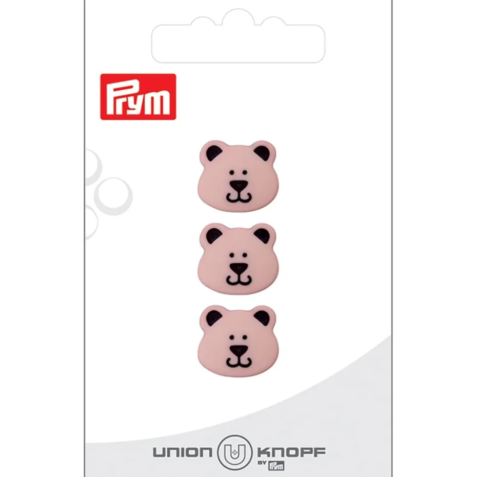 Prym Øyeknapper 453574 – 15mm BAMSE 46 Rosa – 3stk