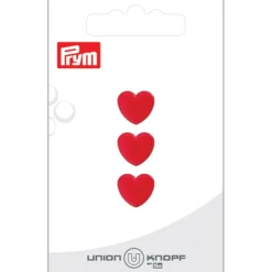 Prym Øyeknapper 23701 – 12mm Hjerte 48 Rød – 3stk