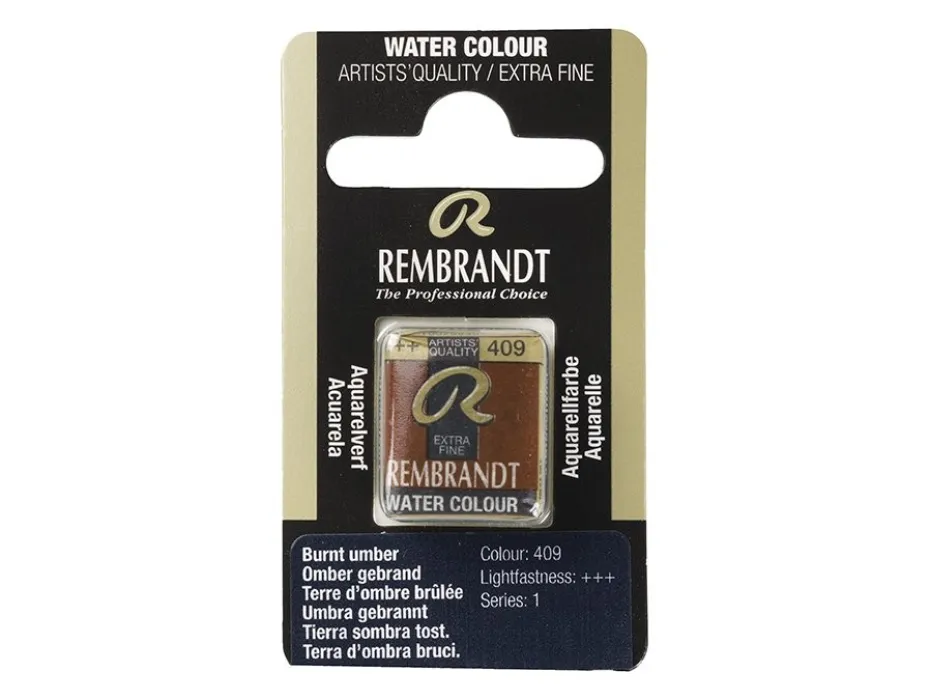 Rembrandt Akvarell Halfpan – 409 burnt umber