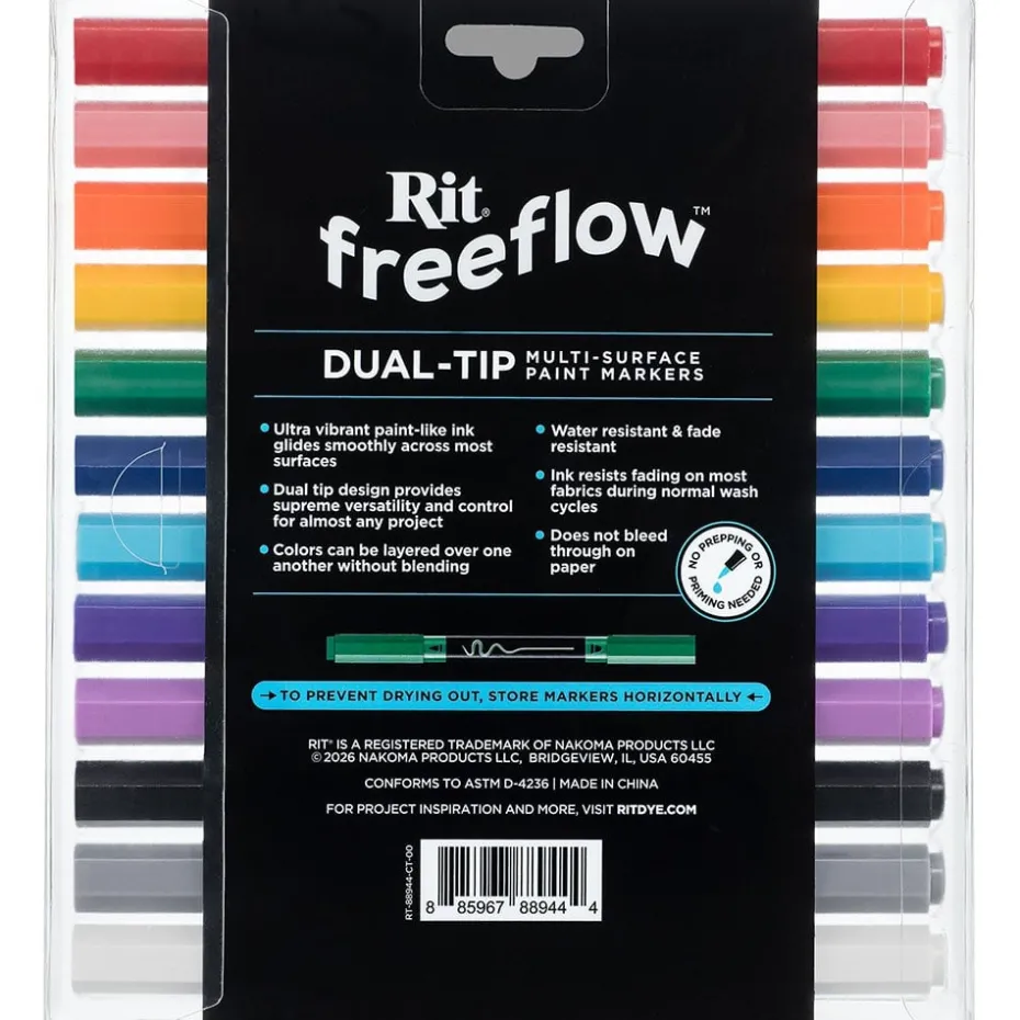 Rit FreeFlow Dual-Tip Markers Sett 12stk – Mega Mix