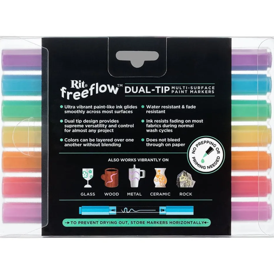 Rit FreeFlow Dual-Tip Markers Sett 7stk – Jellied Brights