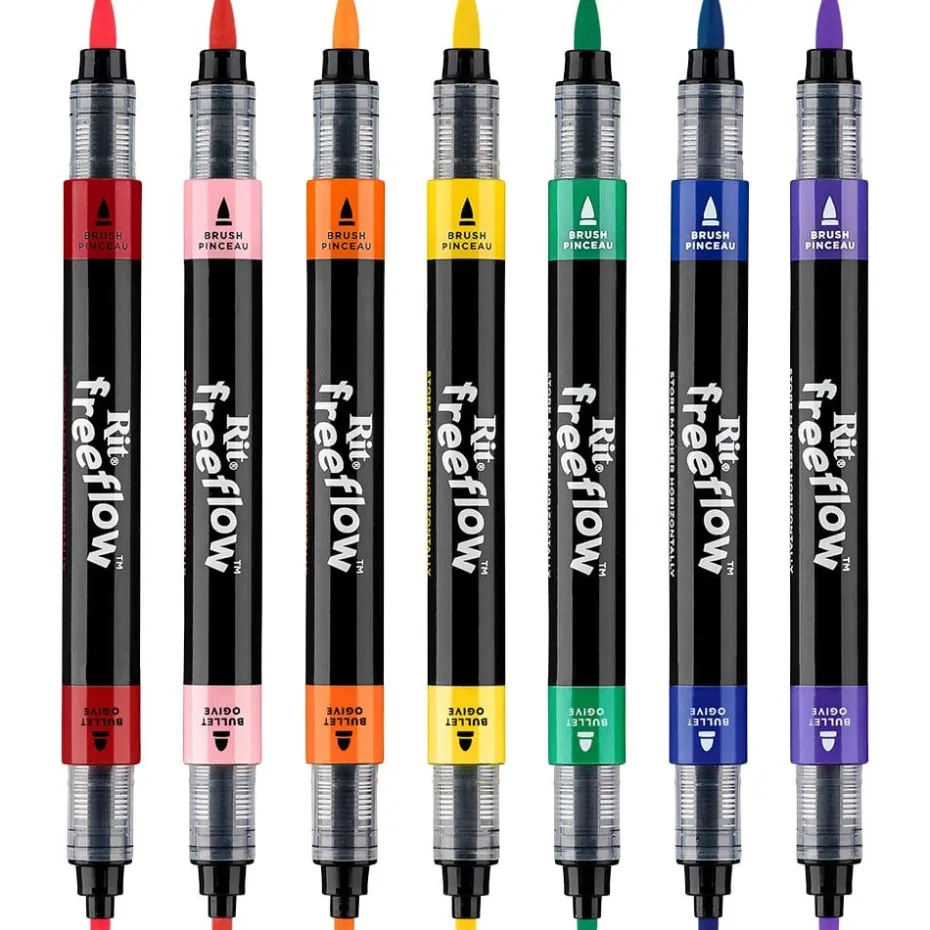 Rit FreeFlow Dual-Tip Markers Sett 7stk – Primary Colors