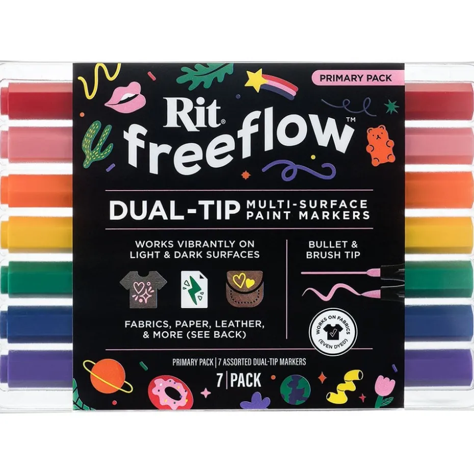 Rit FreeFlow Dual-Tip Markers Sett 7stk – Primary Colors