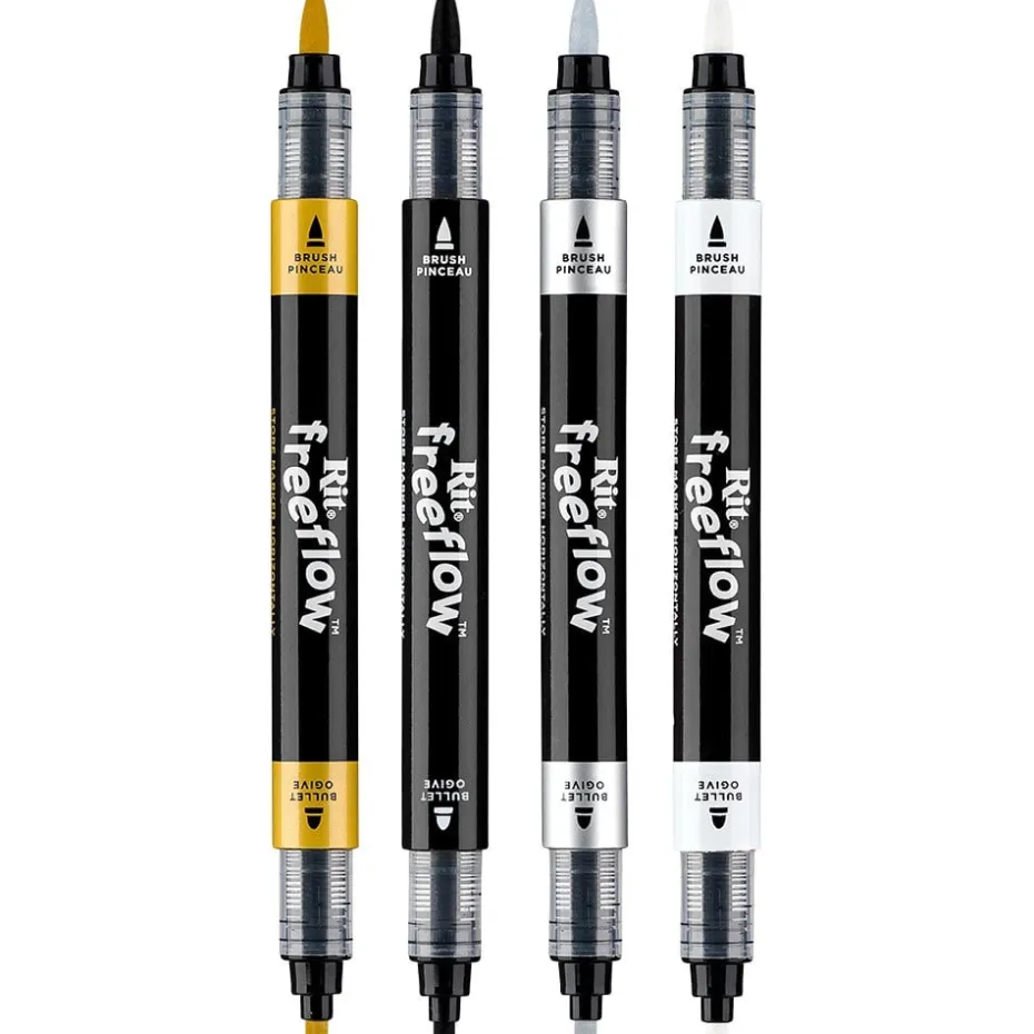 Rit FreeFlow Dual-Tip Markers Sett 4stk – Monochrome