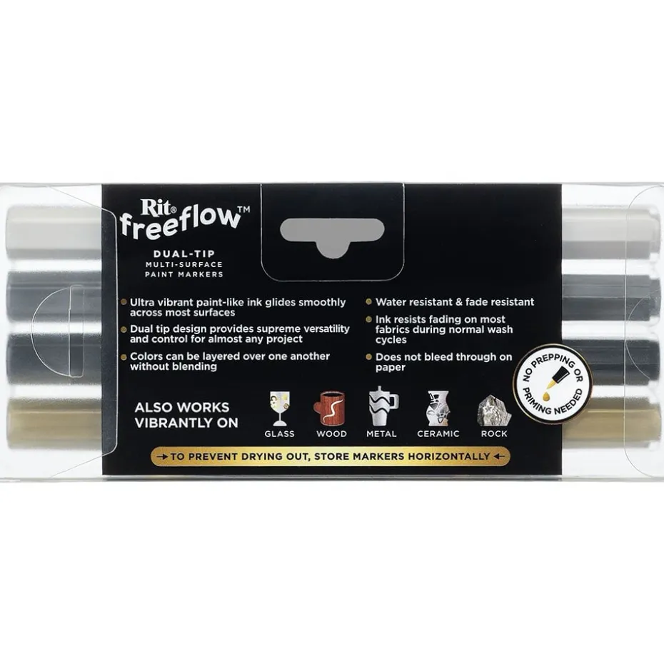 Rit FreeFlow Dual-Tip Markers Sett 4stk – Monochrome