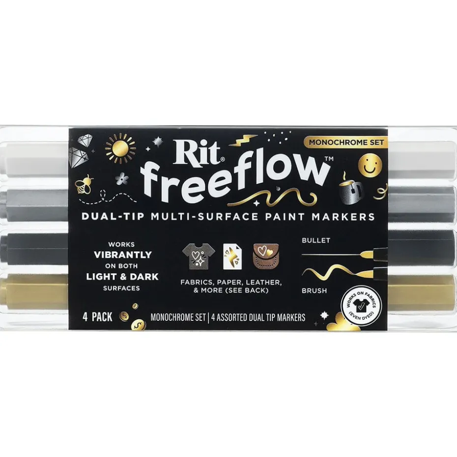 Rit FreeFlow Dual-Tip Markers Sett 4stk – Monochrome