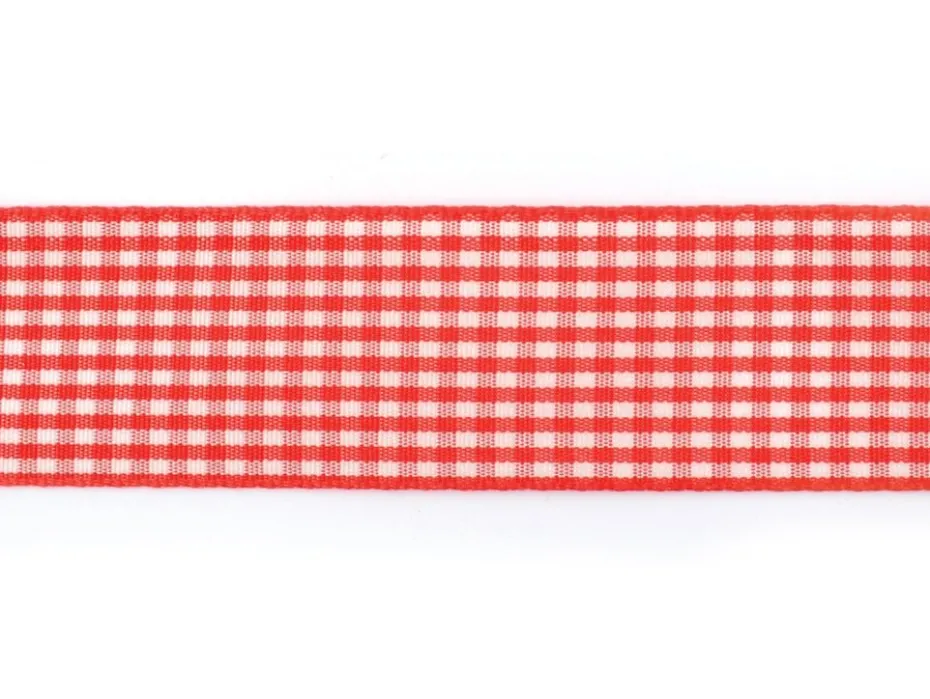 Rutete bånd 25mm – 47 Rød – 10m